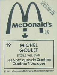 1982-83 McDonald's Stickers #19 Michel Goulet Back