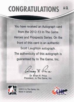 2012-13 In The Game Heroes and Prospects - Autographs #A-SL Scott Laughton Back