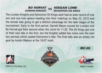 2012-13 In The Game Heroes and Prospects - Memorial Cup #MC-05 Bo Horvat / Keegan Lowe Back