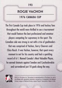 2012-13 In The Game Between The Pipes #193 Rogie Vachon Back