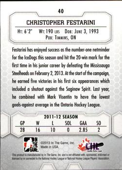 2012-13 In The Game Between The Pipes #40 Christopher Festarini Back