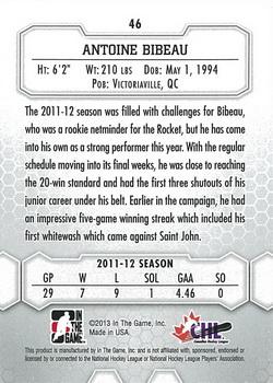 2012-13 In The Game Between The Pipes #46 Antoine Bibeau Back