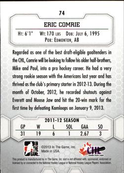 2012-13 In The Game Between The Pipes #74 Eric Comrie Back