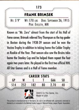 2012-13 In The Game Between The Pipes #173 Frank Brimsek Back