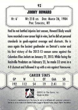2012-13 In The Game Between The Pipes #92 Jimmy Howard Back