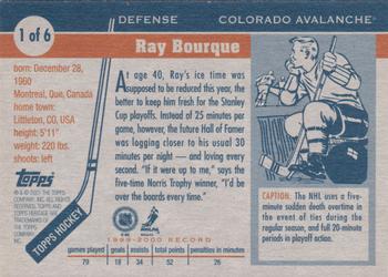 2001 Topps Heritage Colorado Avalanche NHL All-Star Game #1 Ray Bourque Back
