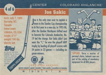 2001 Topps Heritage Colorado Avalanche NHL All-Star Game #4 Joe Sakic Back
