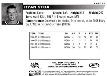 2009-10 Choice AHL Top Prospects #20 Ryan Stoa Back