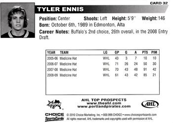 2009-10 Choice AHL Top Prospects #32 Tyler Ennis Back