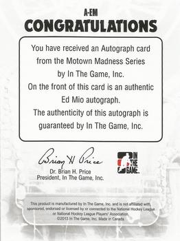 2012-13 In The Game Motown Madness - Autographs #A-EM Ed Mio Back