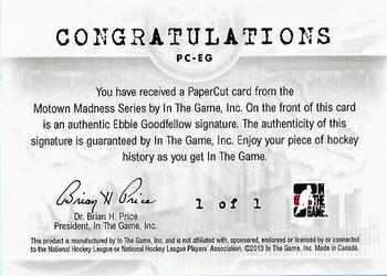 2012-13 In The Game Motown Madness - Papercuts Autographs #PC-EG Ebbie Goodfellow Back