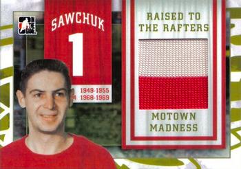 2012-13 In The Game Motown Madness - Raised To The Rafters Memorabilia Gold #RTR-05 Terry Sawchuk Front