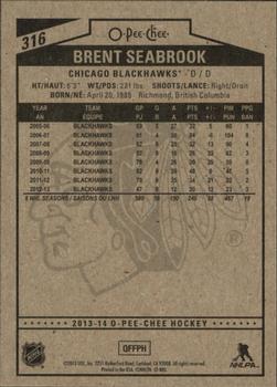 2013-14 O-Pee-Chee #316 Brent Seabrook Back