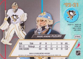 2012-13 Fleer Retro - 1992-93 Ultra #‘92-21 Marc-Andre Fleury Back