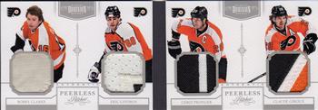 2011-12 Panini Dominion - Peerless Patches Quads #9 Bobby Clarke / Chris Pronger / Claude Giroux / Eric Lindros Front