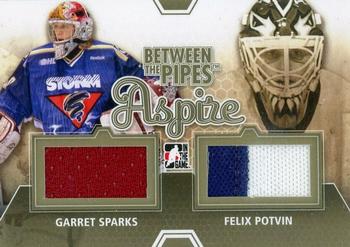 2012-13 In The Game Between The Pipes - Aspire Jerseys Gold #ASP-08 Garret Sparks / Felix Potvin Front
