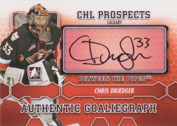 2012-13 In The Game Between The Pipes - Authentic Goaliegraphs #A-CD Chris Driedger Front