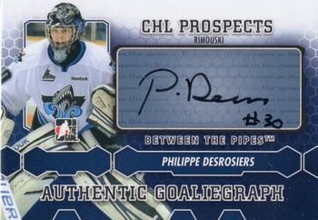 2012-13 In The Game Between The Pipes - Authentic Goaliegraphs #A-PD Philippe Desrosiers Front