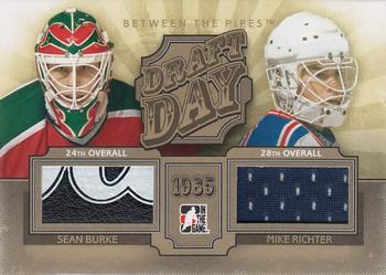 2012-13 In The Game Between The Pipes - Draft Day Jerseys Gold #DD-13 Sean Burke / Mike Richter Front