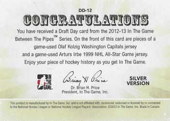 2012-13 In The Game Between The Pipes - Draft Day Jerseys Silver #DD-12 Olaf Kolzig / Arturs Irbe Back