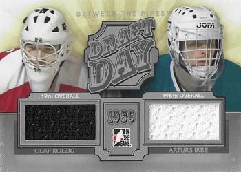 2012-13 In The Game Between The Pipes - Draft Day Jerseys Silver #DD-12 Olaf Kolzig / Arturs Irbe Front