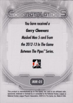 2012-13 In The Game Between The Pipes - Masked Men 5 Gold Foil #MM-5 Gerry Cheevers Back