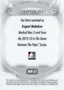 2012-13 In The Game Between The Pipes - Masked Men 5 Rainbow Foil #MM-32 Evgeni Nabokov Back