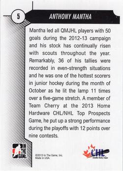 2012-13 In The Game Draft Prospects #5 Anthony Mantha Back