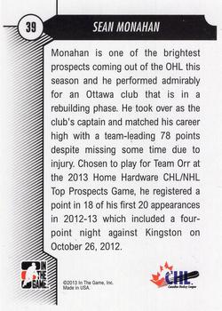 2012-13 In The Game Draft Prospects #39 Sean Monahan Back
