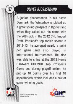 2012-13 In The Game Draft Prospects #57 Oliver Bjorkstrand Back