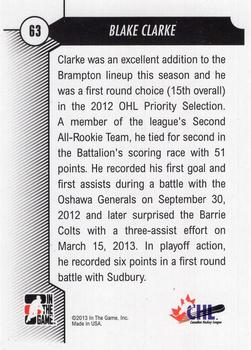 2012-13 In The Game Draft Prospects #63 Blake Clarke Back