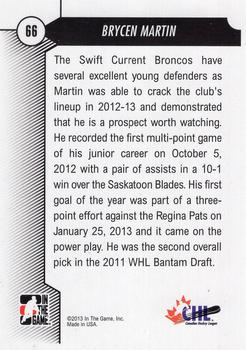 2012-13 In The Game Draft Prospects #66 Brycen Martin Back