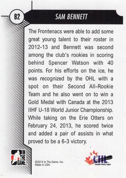2012-13 In The Game Draft Prospects #82 Sam Bennett Back