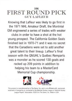 2012-13 In The Game Draft Prospects #106 Guy Lafleur Back