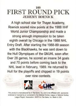 2012-13 In The Game Draft Prospects #109 Jeremy Roenick Back