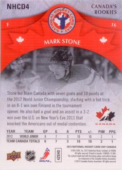 2013 Upper Deck National Hockey Card Day Canada #NHCD4 Mark Stone Back