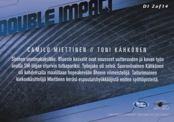 2011-12 Cardset Finland - Double Impact #DI2 Camilo Miettinen / Toni Kähkönen Back