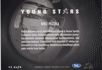 2011-12 Cardset Finland - Young Stars #YS6 Niko Peltola Back