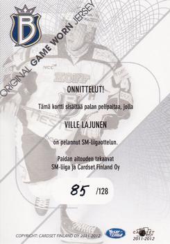 2011-12 Cardset Finland - Game Worn Jersey Exchange #NNO Ville Lajunen Back