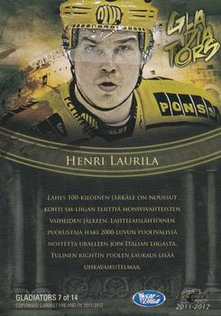 2011-12 Cardset Finland - Gladiators #GLD7 Henri Laurila Back