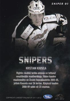 2011-12 Cardset Finland - Snipers #SN1 Kristian Kuusela Back