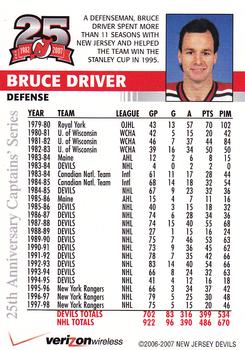 2006-07 25th Anniversary Captains' Series New Jersey Devils #NNO Bruce Driver Back