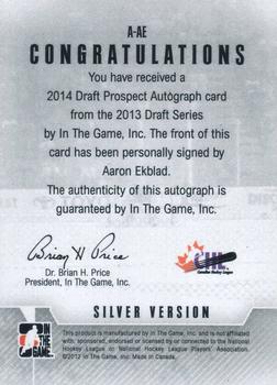 2012-13 In The Game Draft Prospects - Autographs Silver #A-AE Aaron Ekblad Back