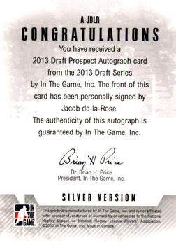 2012-13 In The Game Draft Prospects - Autographs Silver #A-JDLR Jacob de la Rose Back