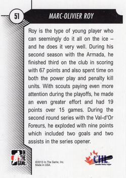2012-13 In The Game Draft Prospects - Emerald #51 Marc-Olivier Roy Back