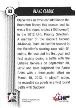 2012-13 In The Game Draft Prospects - Emerald #63 Blake Clarke Back