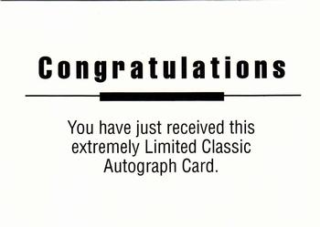 1992 Classic Draft Picks - Autographs #NNO David Wilkie Back