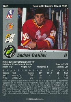 1993 Classic Pro Prospects - Bonus Cards #BC2 Andrei Trefilov Back