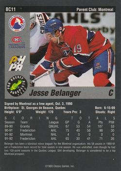 1993 Classic Pro Prospects - Bonus Cards #BC11 Jesse Belanger Back