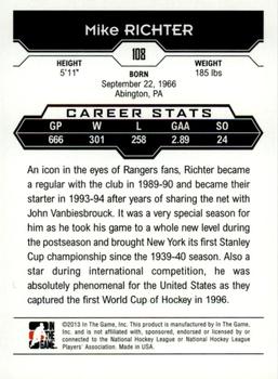 2013-14 In The Game Decades 1990s #108 Mike Richter Back